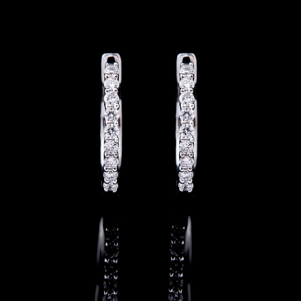 White Gold Huggies Earrings 8mm Hoop-0