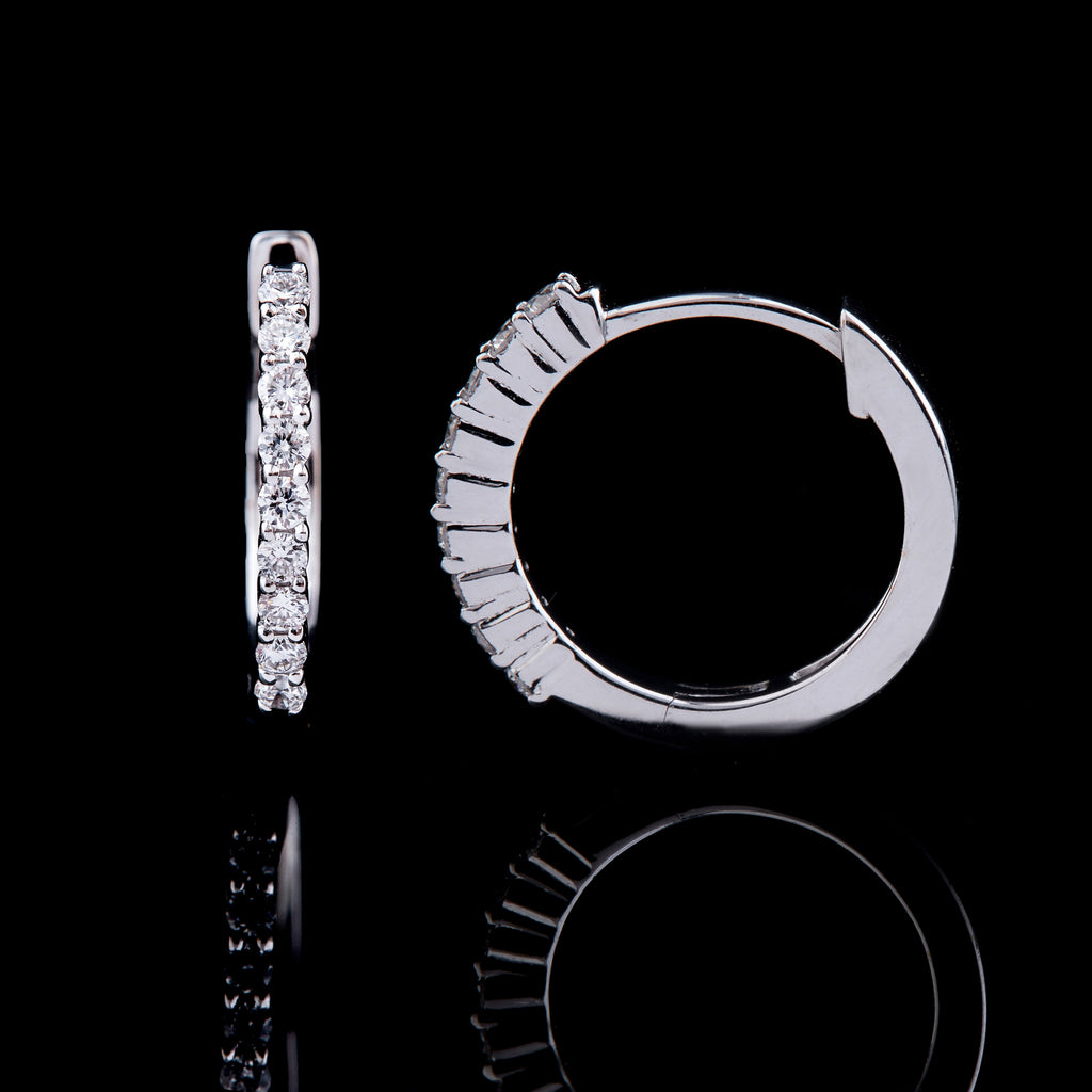 White Gold Huggies Earrings 8mm Hoop-2