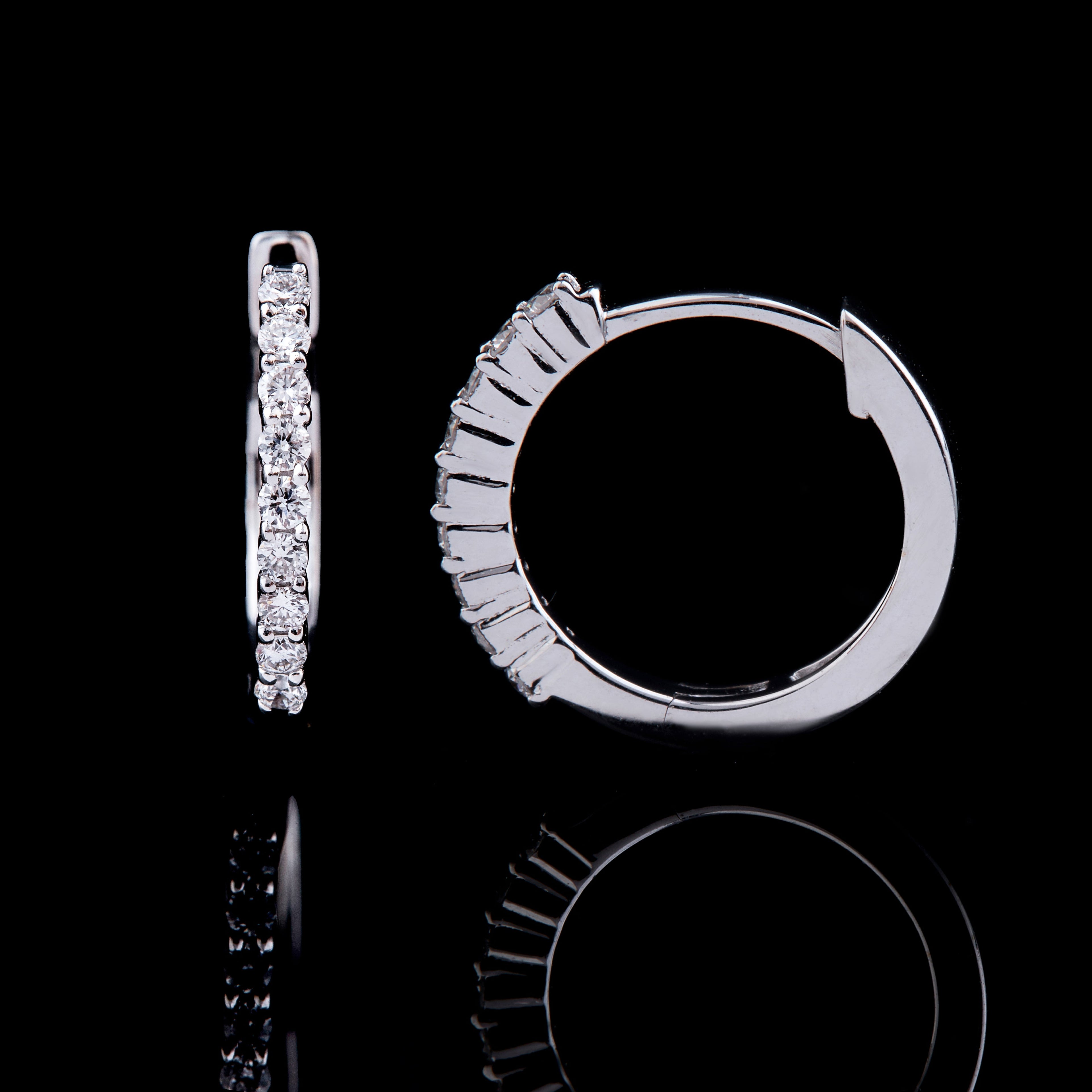 White Gold Huggies Earrings 8mm Hoop-2