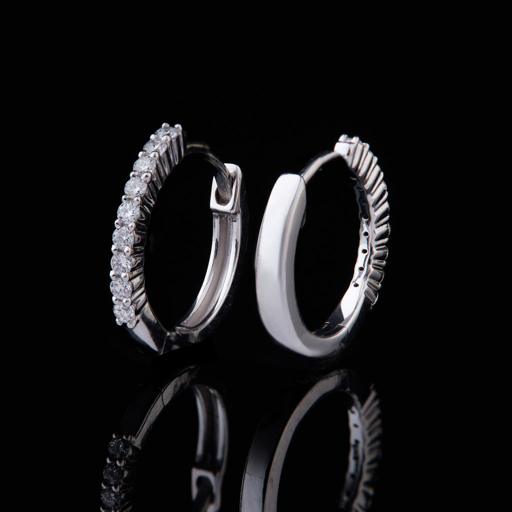 White Gold Huggies Earrings 8mm Hoop-1