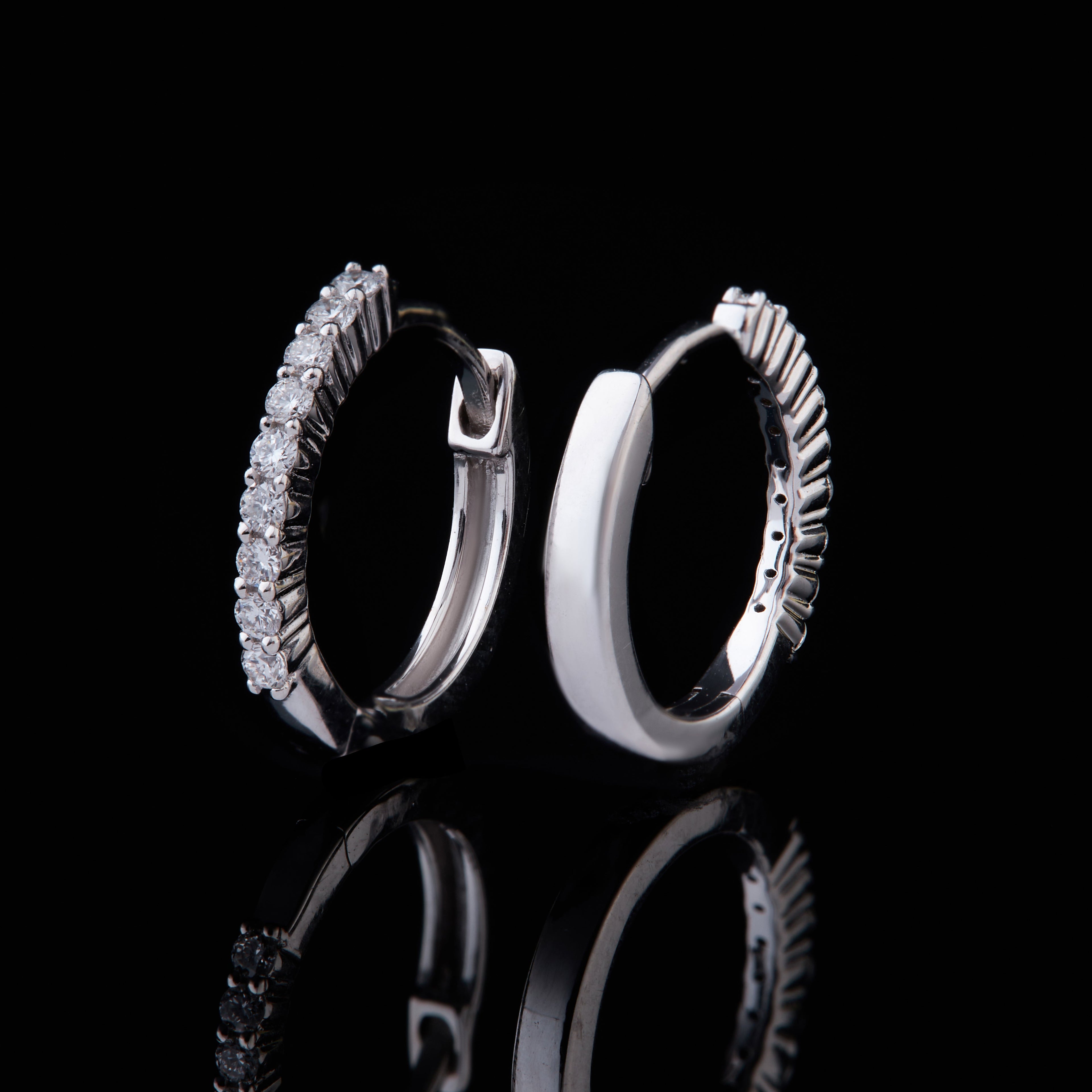 White Gold Huggies Earrings 8mm Hoop-1