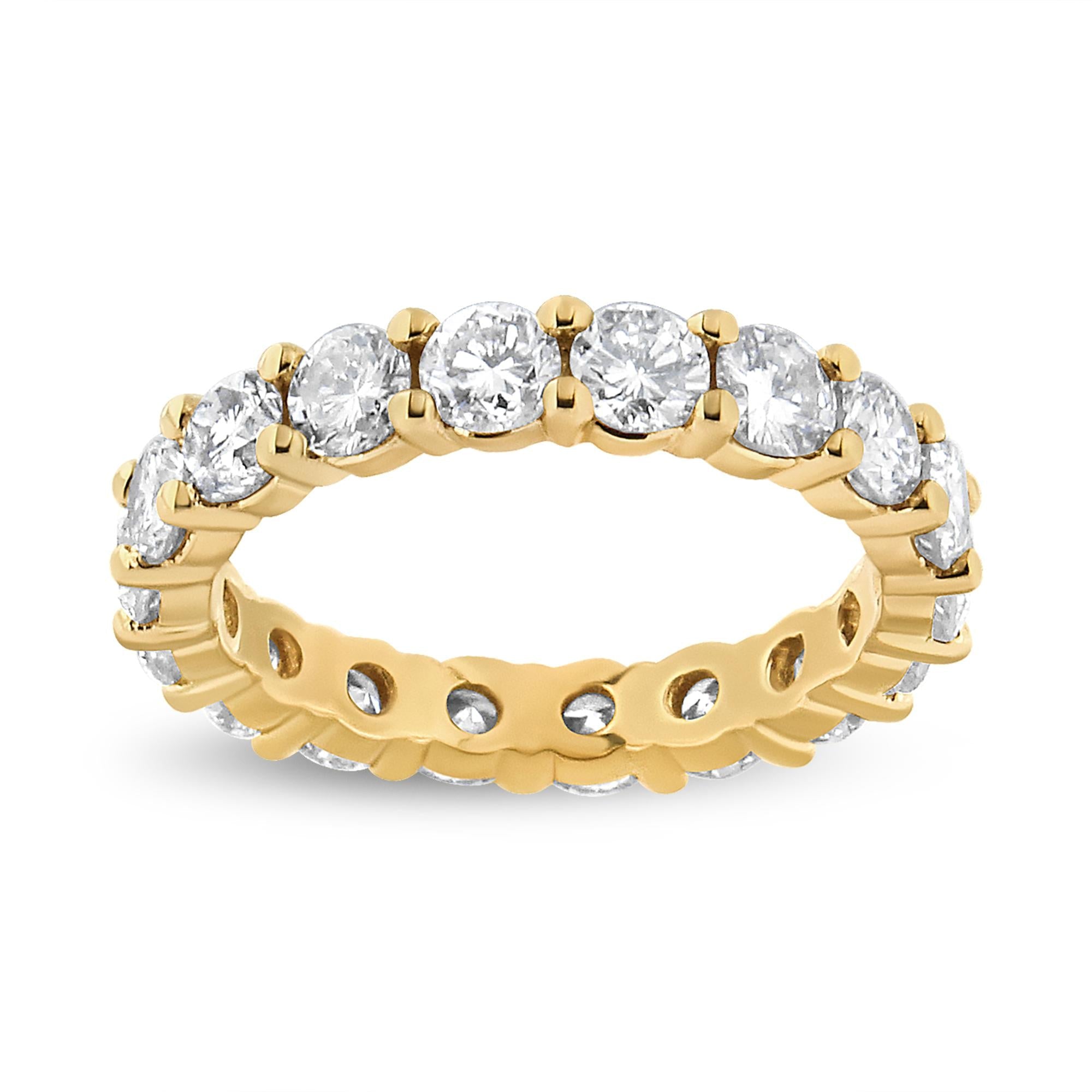 14K Yellow Gold 3.00 Cttw Shared Prong Set Round Cut Diamond Eternity Band (J-K Color, VS1-VS2 Clarity)-0