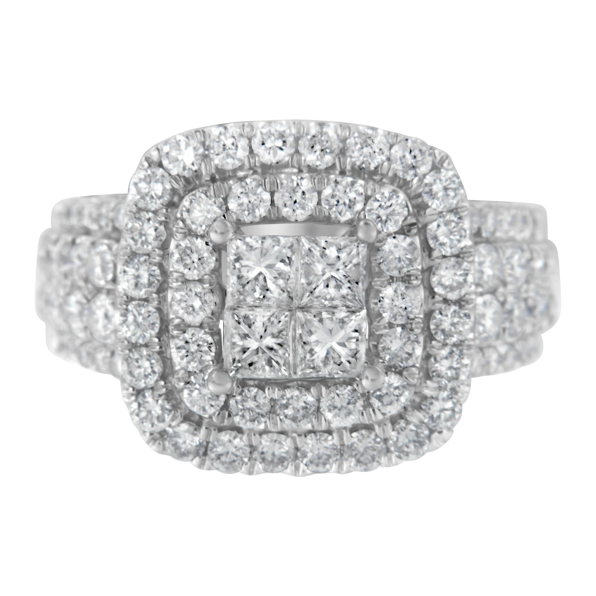 14KT White Gold Round and Princess Diamond Ring (2 1/4 cttw, H-I Color, SI1-SI2 Clarity)-0