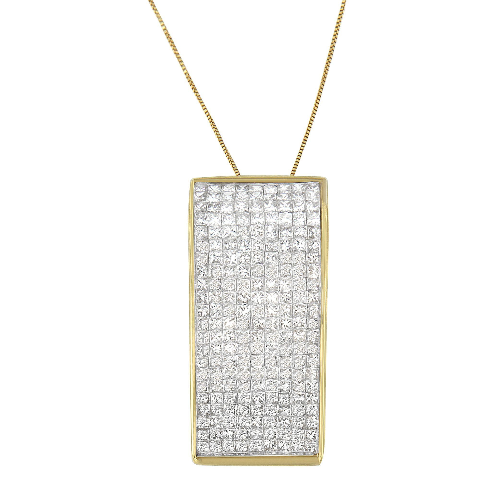 14K Yellow Gold Princess Cut Diamond Block Pendant Necklace (2 5/8 cttw, H-I Color, SI2-I1 Clarity)-0