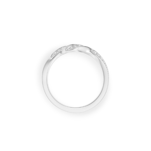 14K Solid Gold Twisted Half Line Diamond Ring Band-4