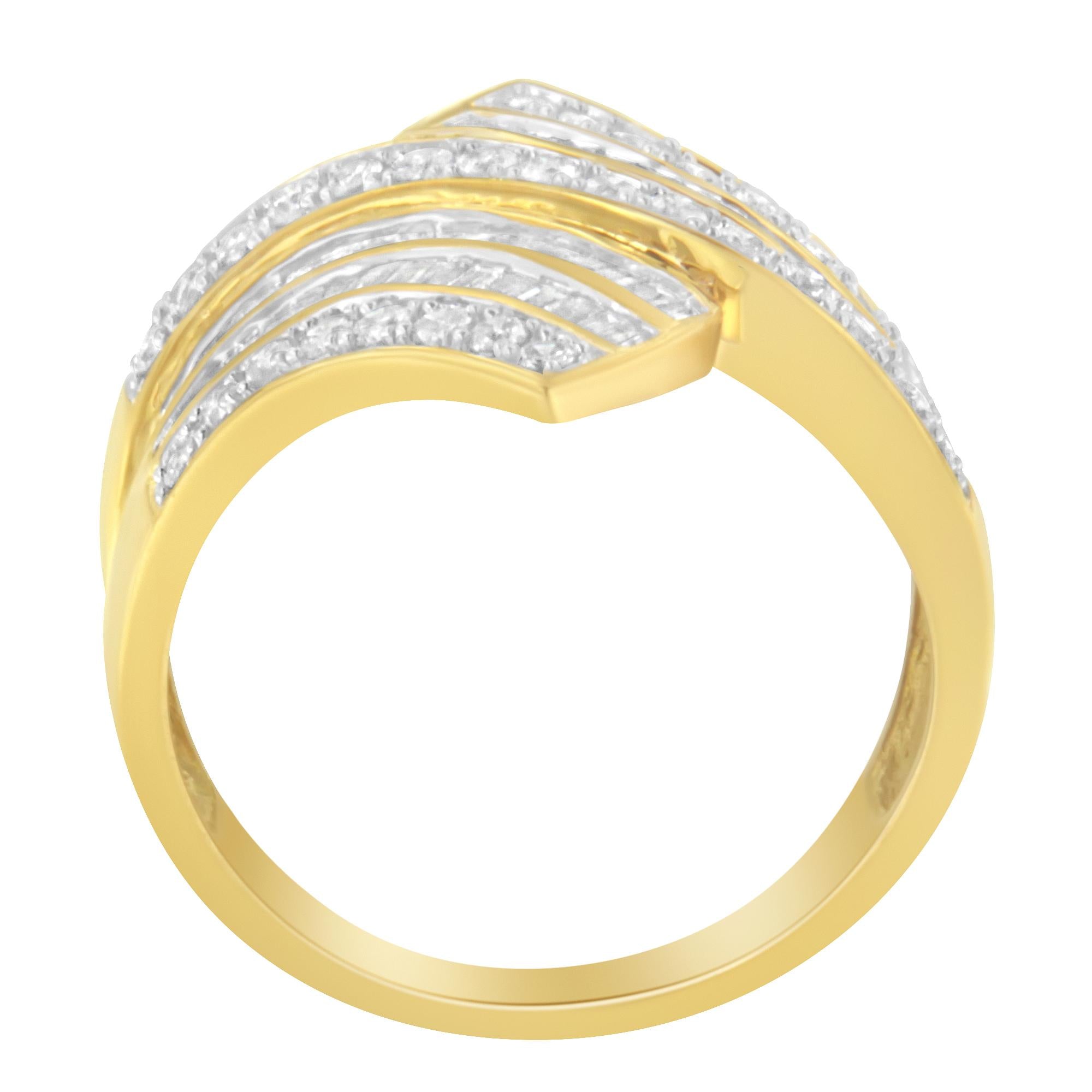 10K Yellow Gold Diamond Bypass Ring (1 1/7 Cttw, I-J Color, I1-I2 Clarity)-1