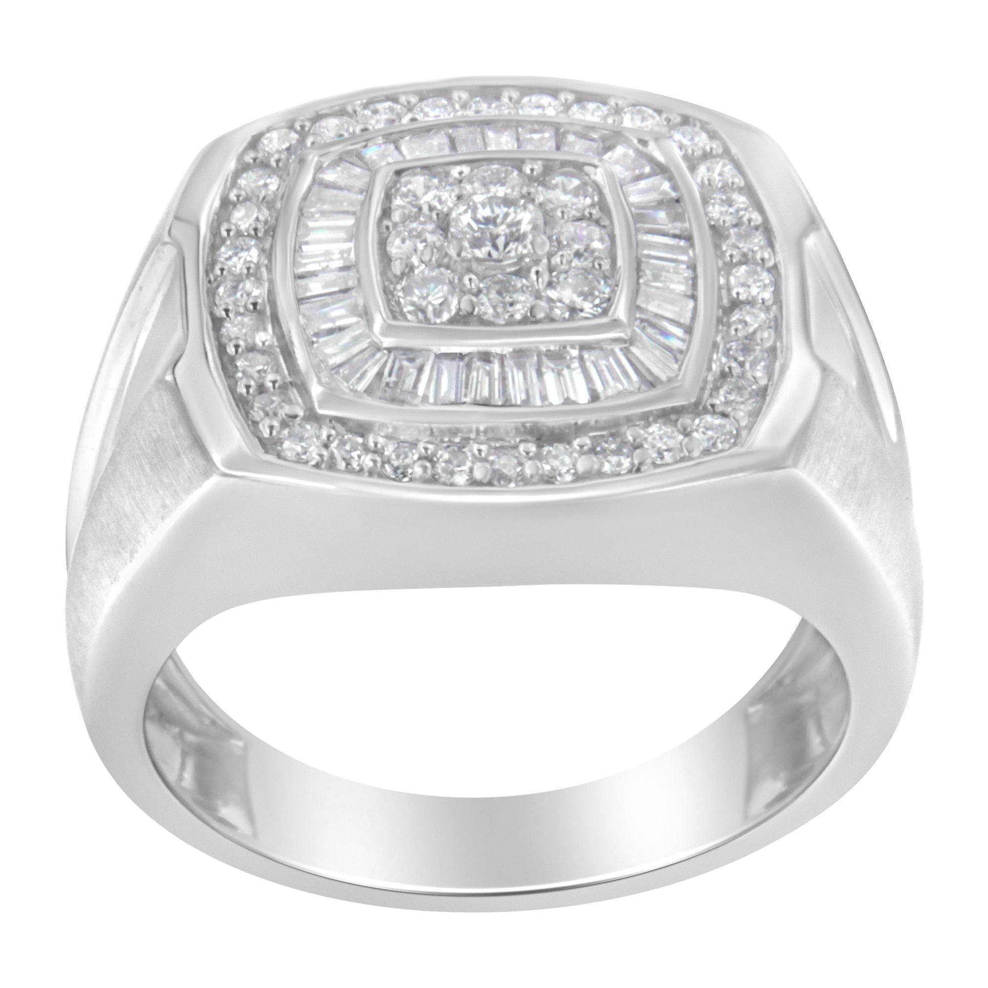 14K White Gold Men's Diamond Band Ring (1 cttw, H-I Color, SI1-I2 Clarity)-1