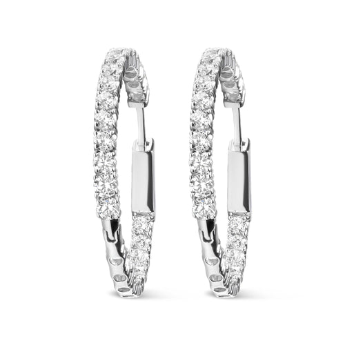 14K White Gold 1.0 Carat Inside Out Lab-grown diamond Fashion Hoop Earrings (F-G Color, VS1-VS2 Clarity)-1