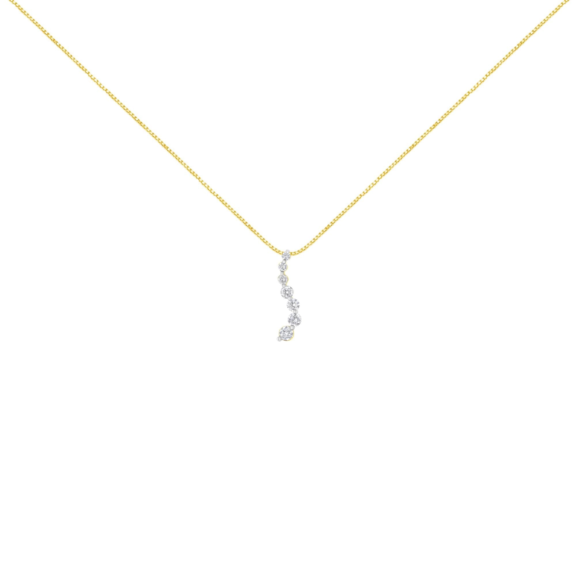 14K Yellow Gold 2.0 ct Diamond Journey Pendant Necklace-1