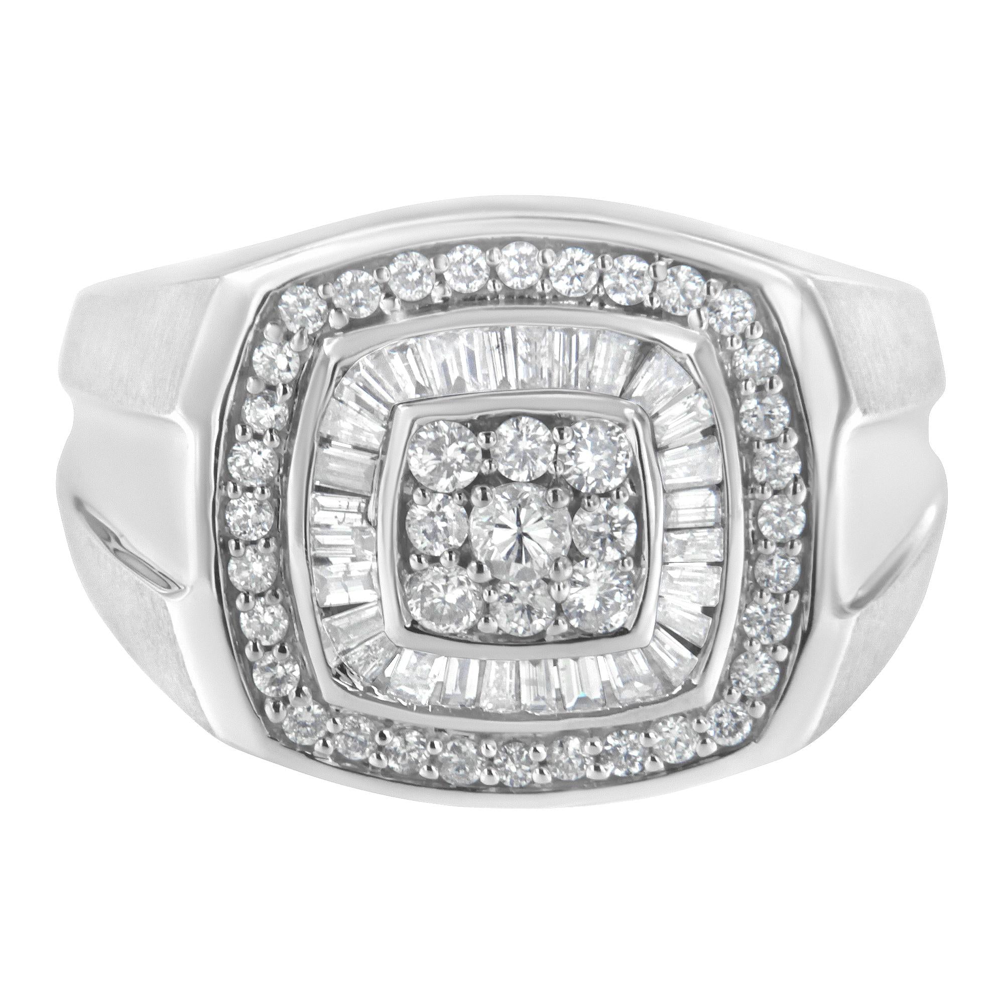14K White Gold Men's Diamond Band Ring (1 cttw, H-I Color, SI1-I2 Clarity)-3