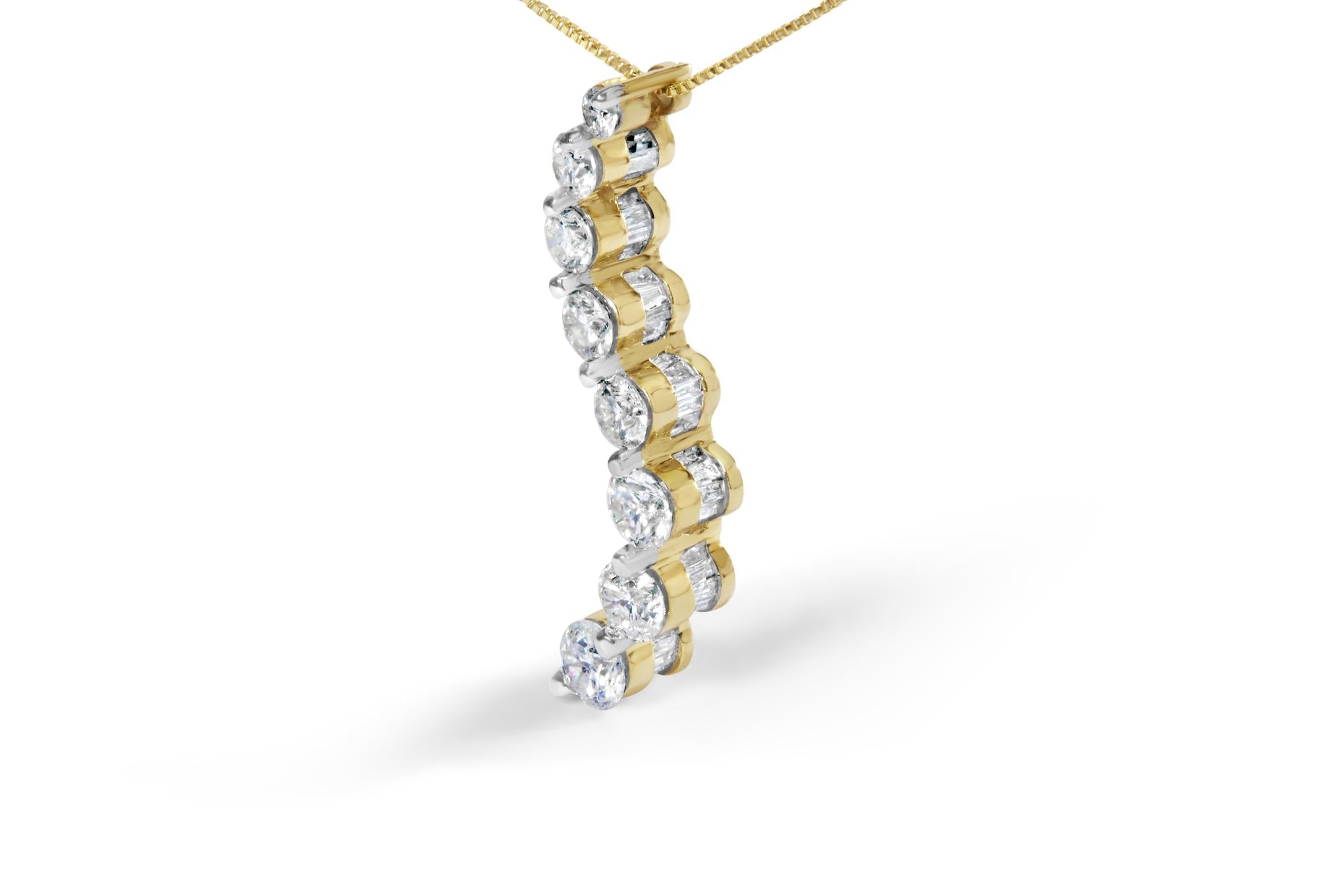Carrie Baguette Round Diamond Necklace -3