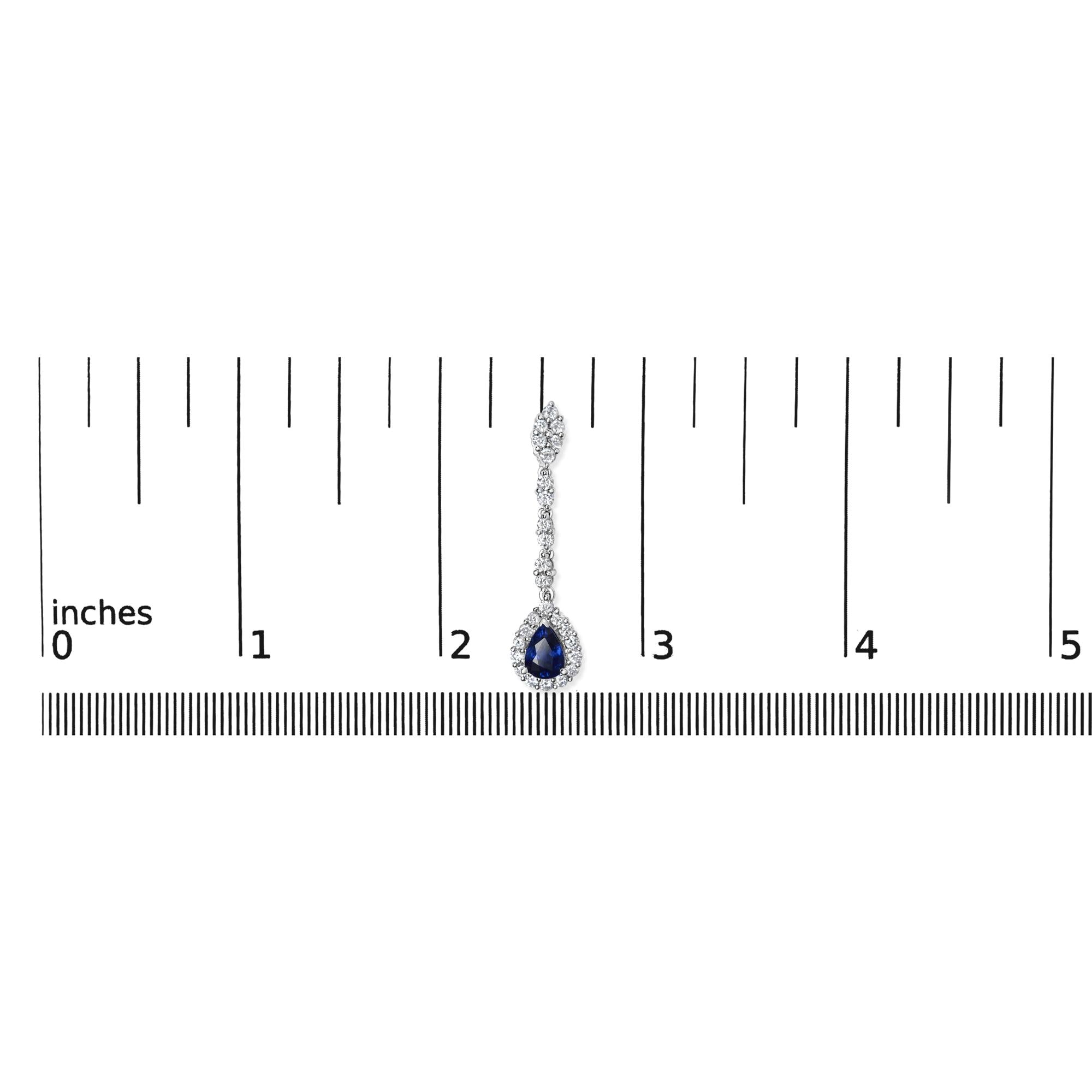 18k White Gold Blue Sapphire Diamond Dangle Earrings 1.3 Cttw-4