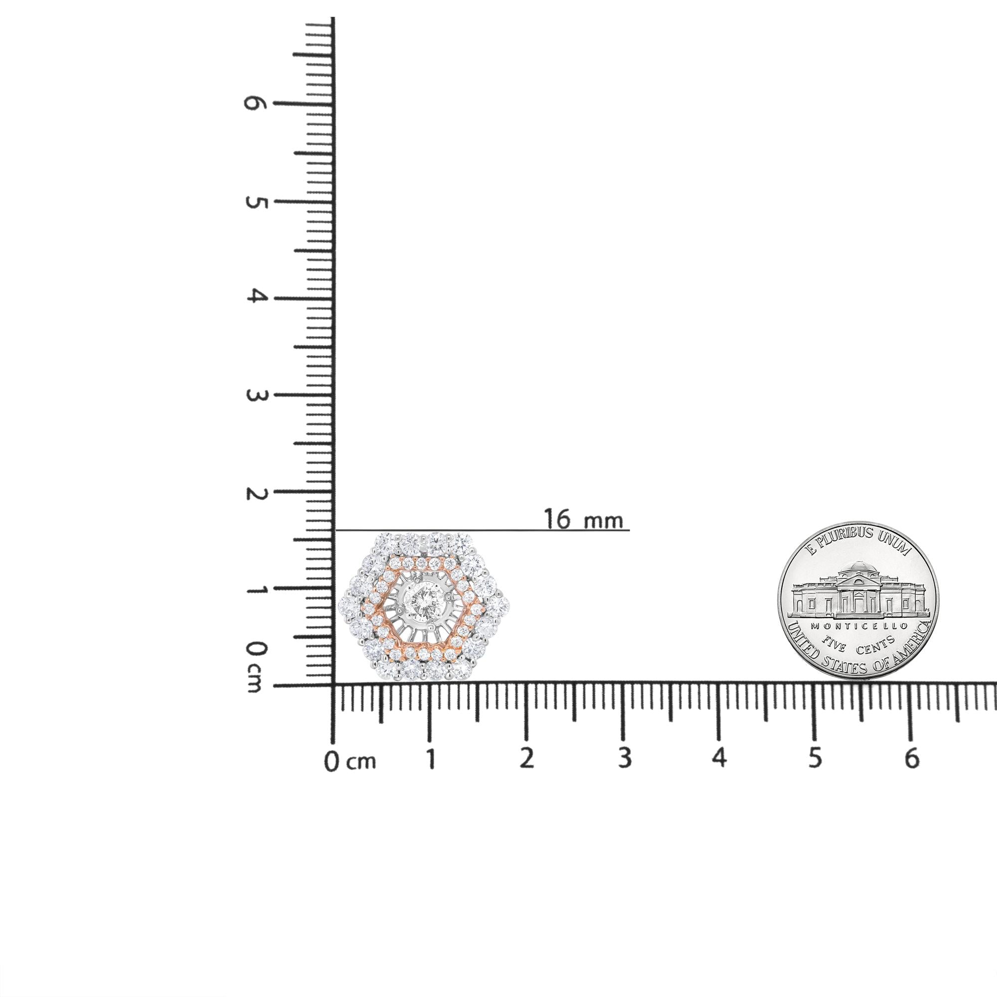 14K Rose Gold 1.88 Cttw Diamond Double Halo Earring Jacket-4