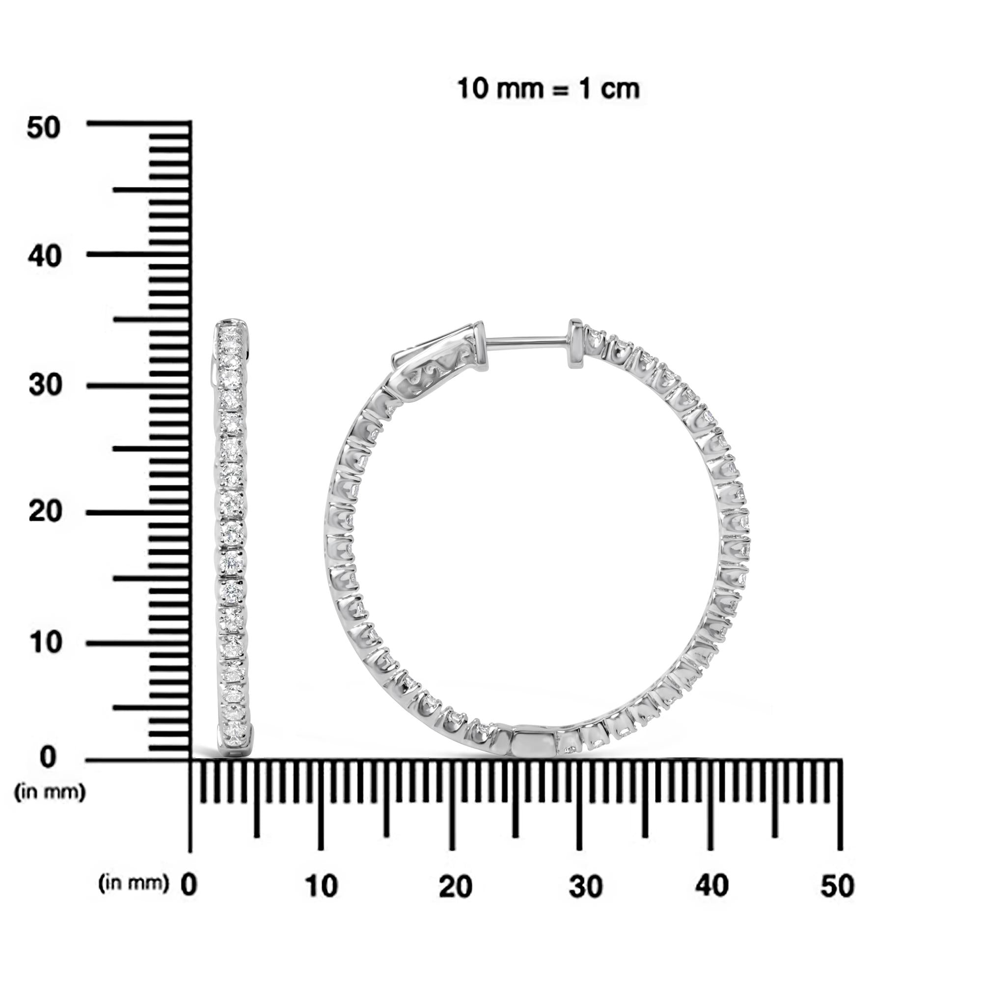 14K White Gold 1 3/4 Cttw Lab Grown Diamond Inside Out Hoop Earrings (G-H Color, VS2-SI1 Clarity)-4