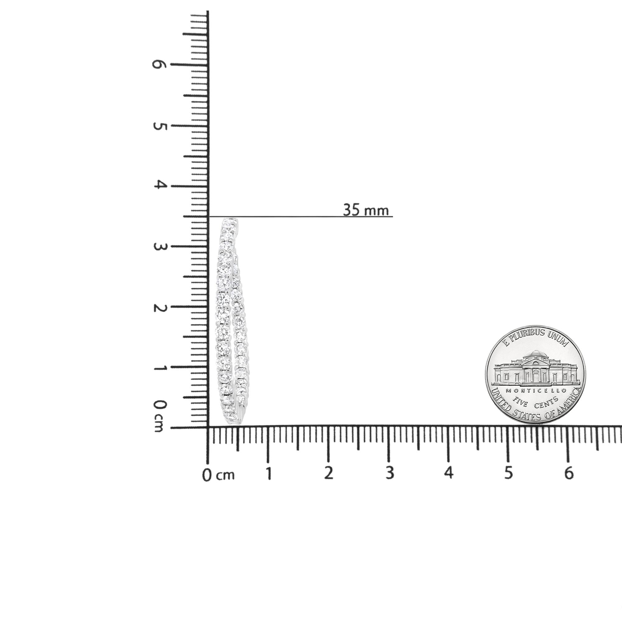 18K White Gold 3 5/8 Cttw Round Diamond Curved Inside-Outside Hoop Earrings (F-G Color, VS1-VS2 Clarity)-4