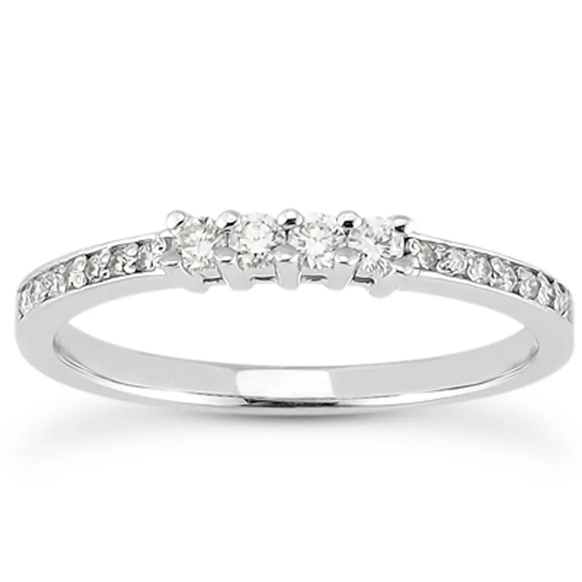 Wedding Band with Pave and Prong Set Diamonds in 14K White Gold RCJ
