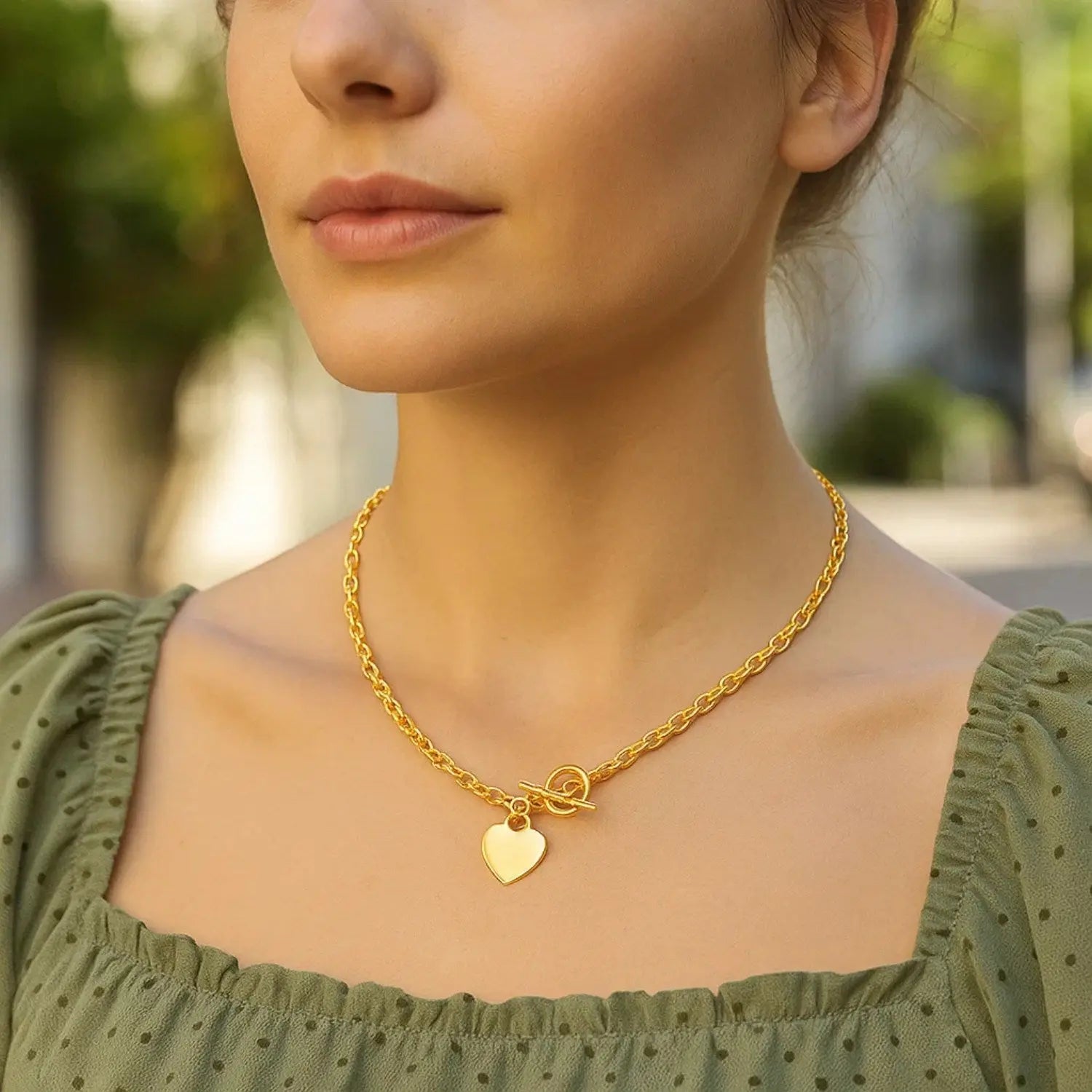 Heart Charm Toggle Necklace in 14K Yellow Gold RCJ