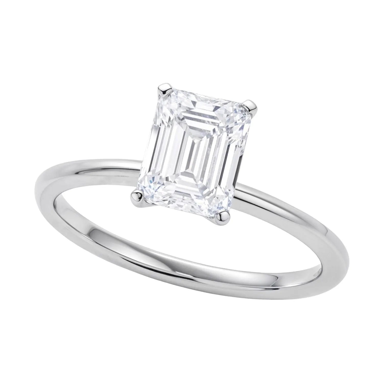1 1/2 ct tw Emerald Cut Diamond Solitaire Ring in 14K White Gold RCJ