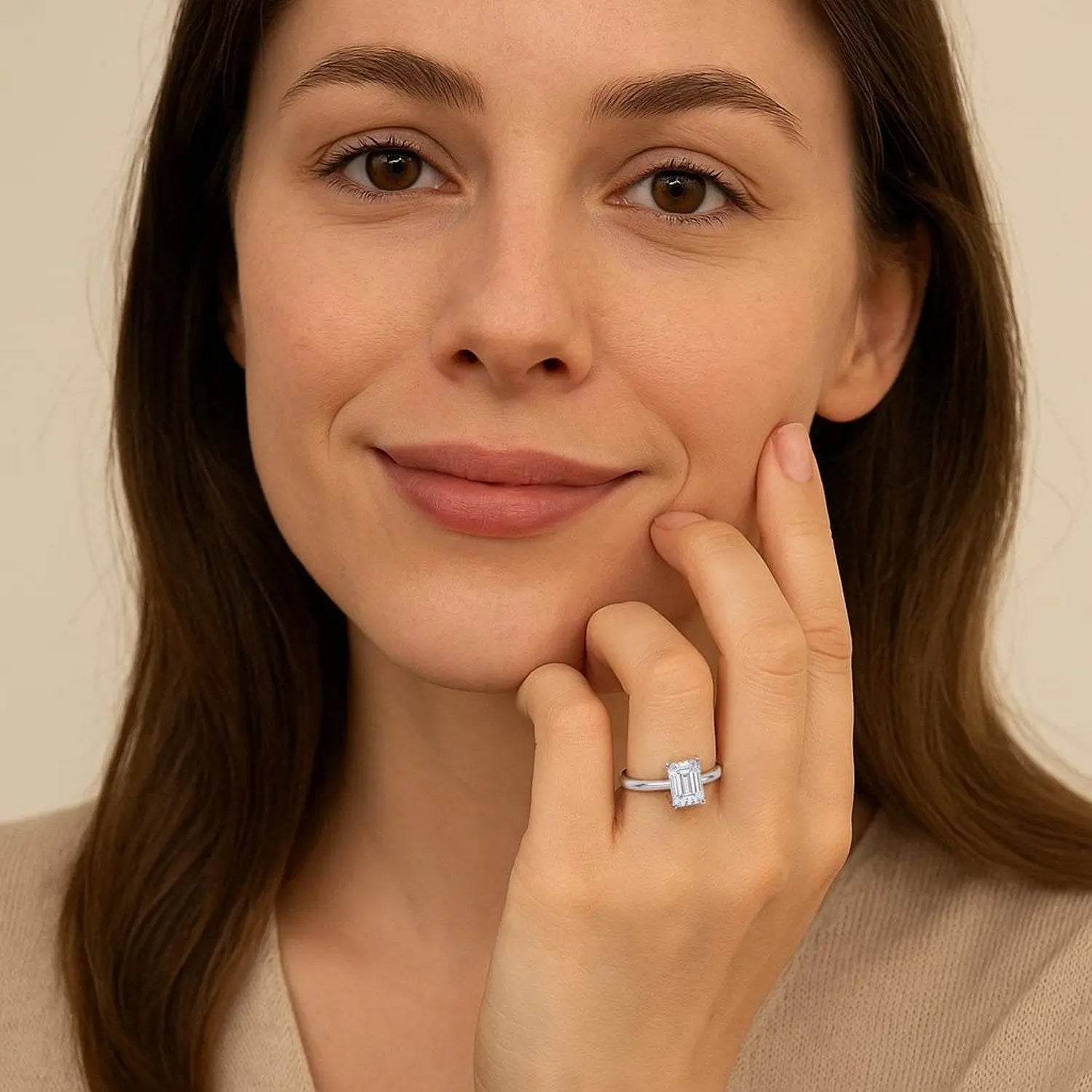 1 1/2 ct tw Emerald Cut Diamond Solitaire Ring in 14K White Gold RCJ