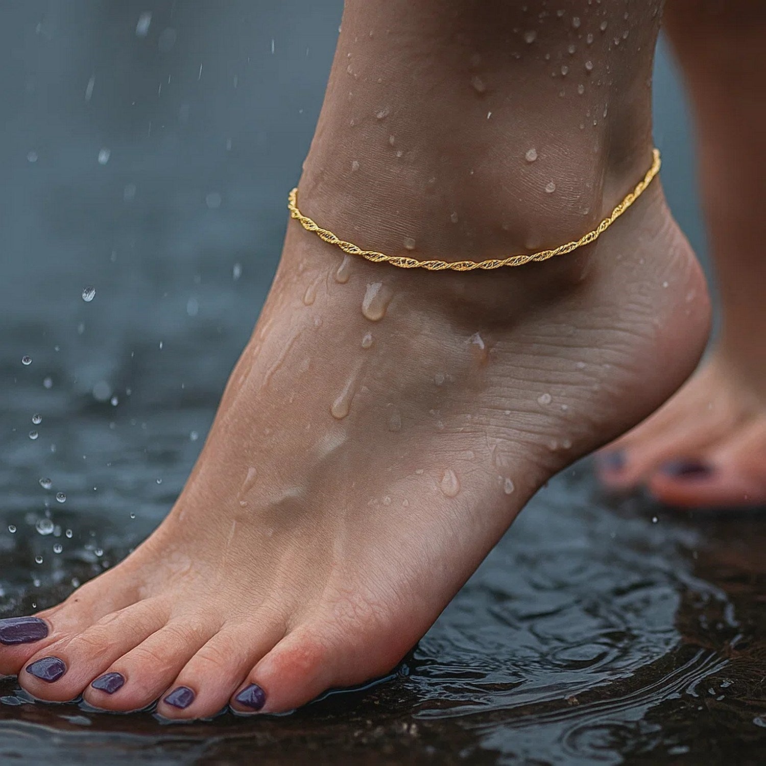 10k Yellow Gold Singapore Anklet 1.5mm Anklets RCJ