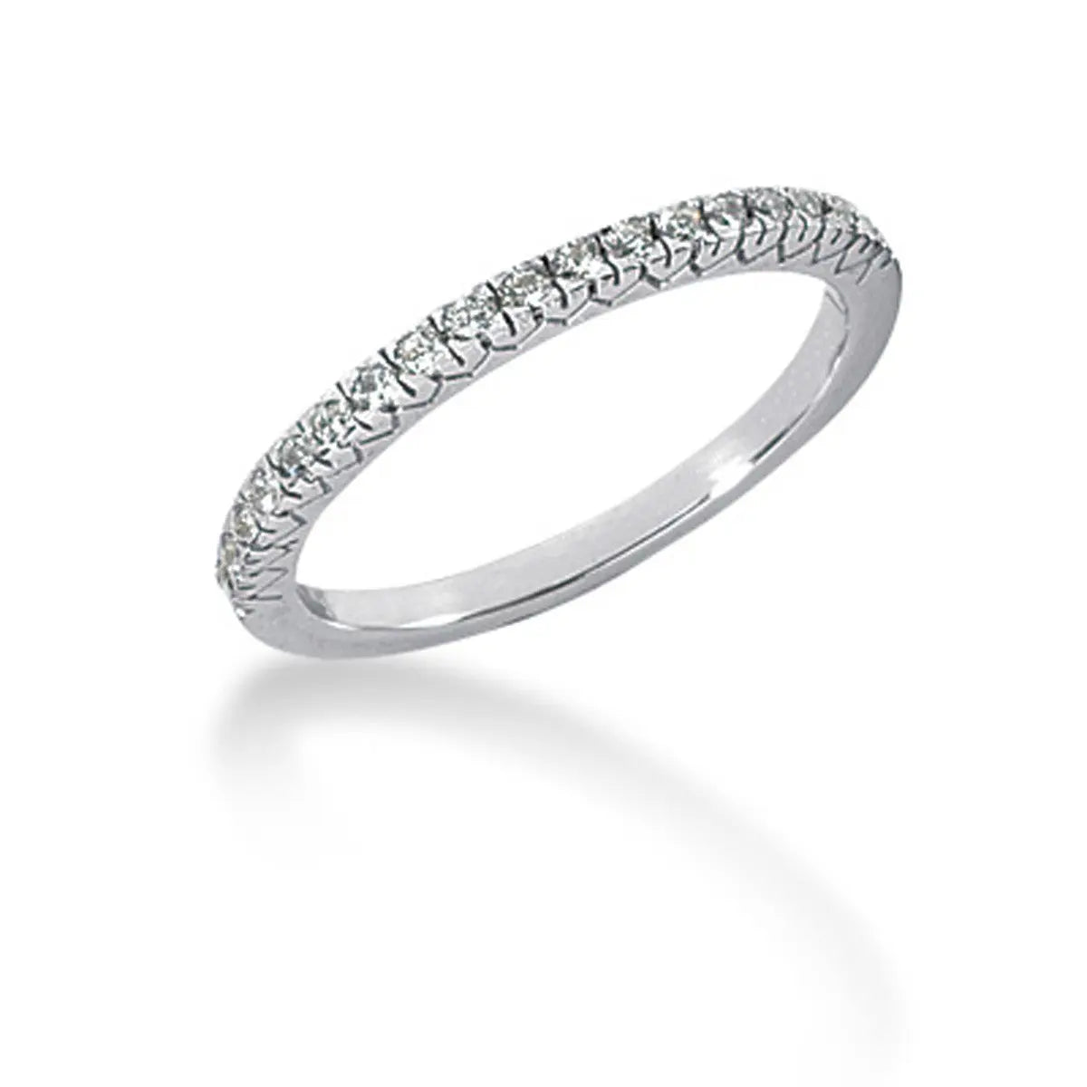 Engraved Fishtail V Pave Diamond Wedding Band in 14K White Gold RCJ
