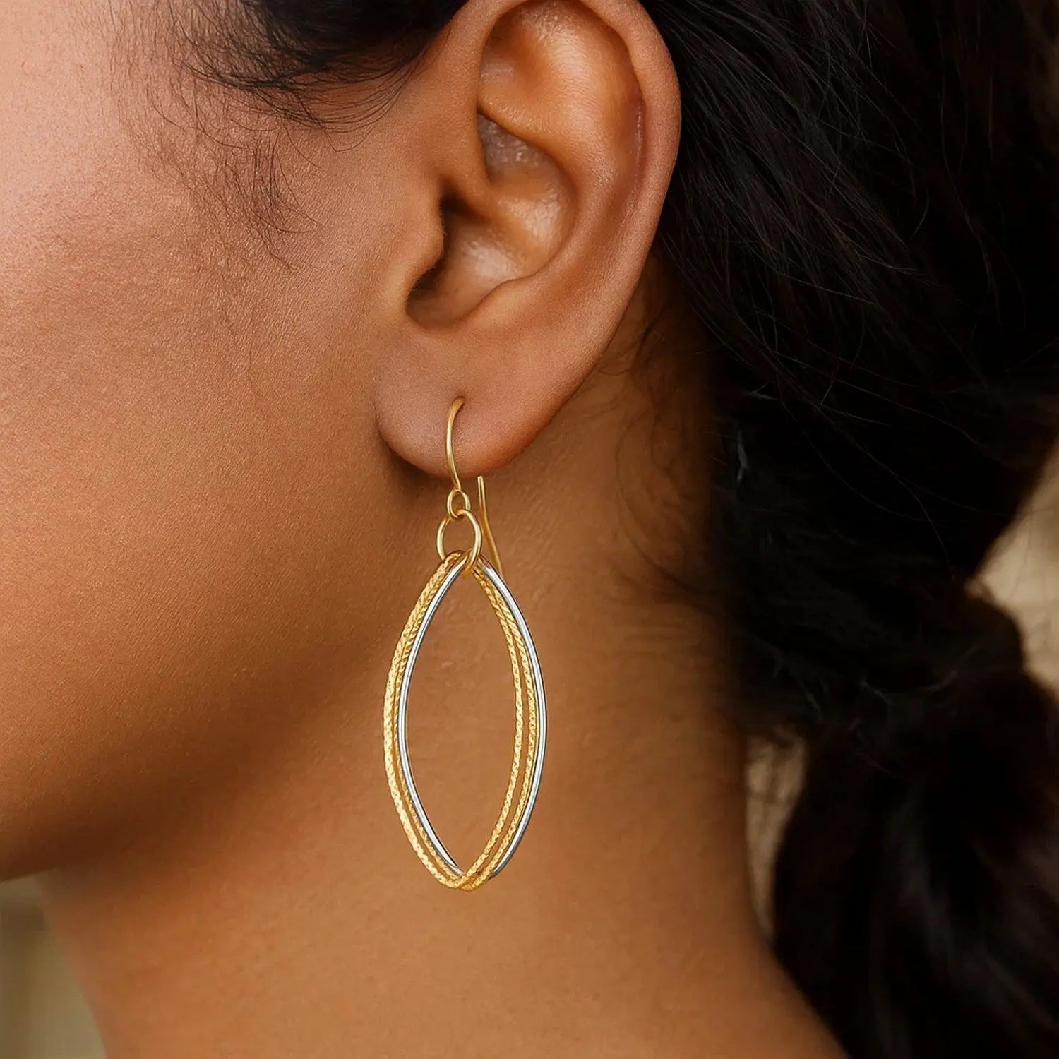 Triple Oval Drop Earrings in 14K Two-Tone Gold RCJ