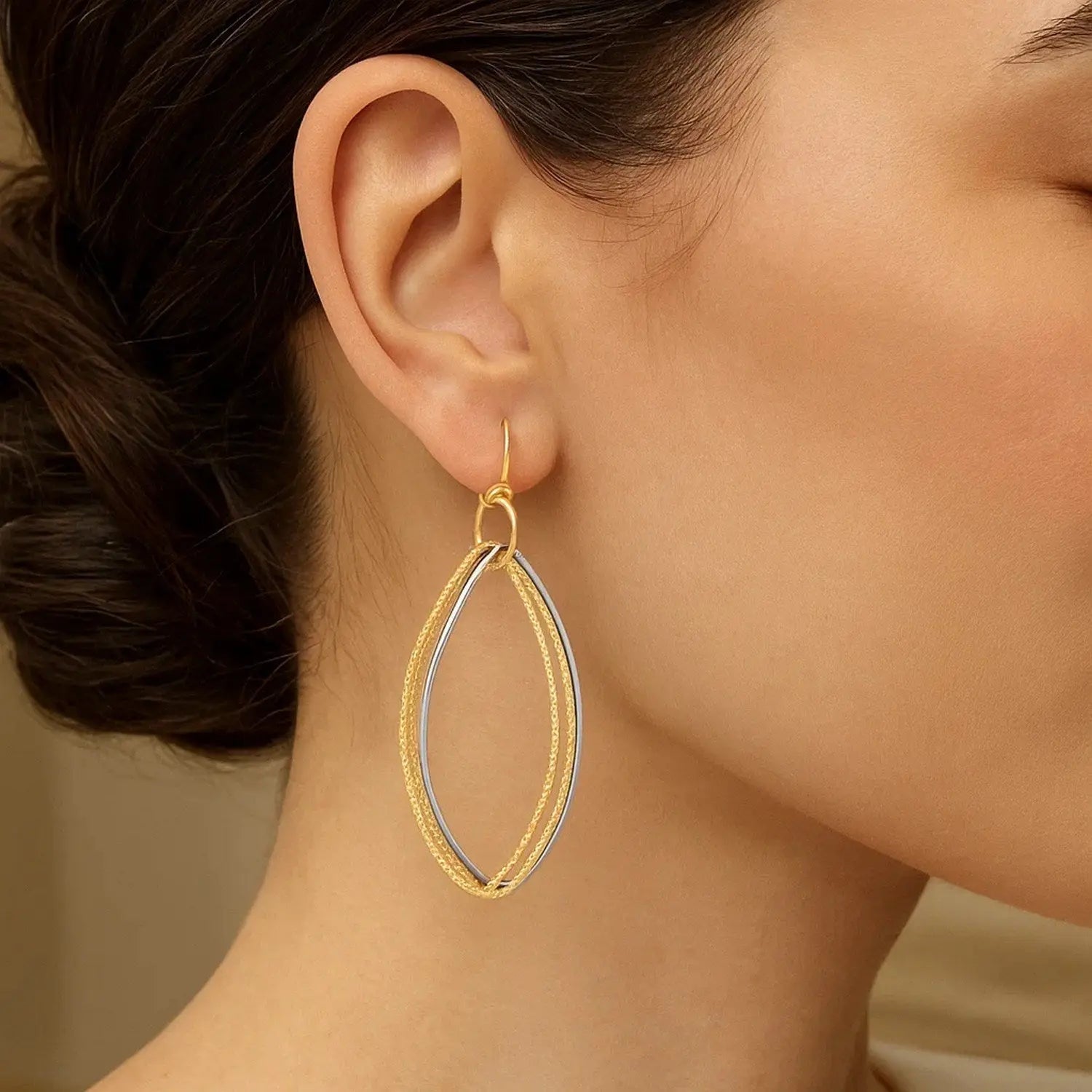 Triple Oval Drop Earrings in 14K Two-Tone Gold RCJ