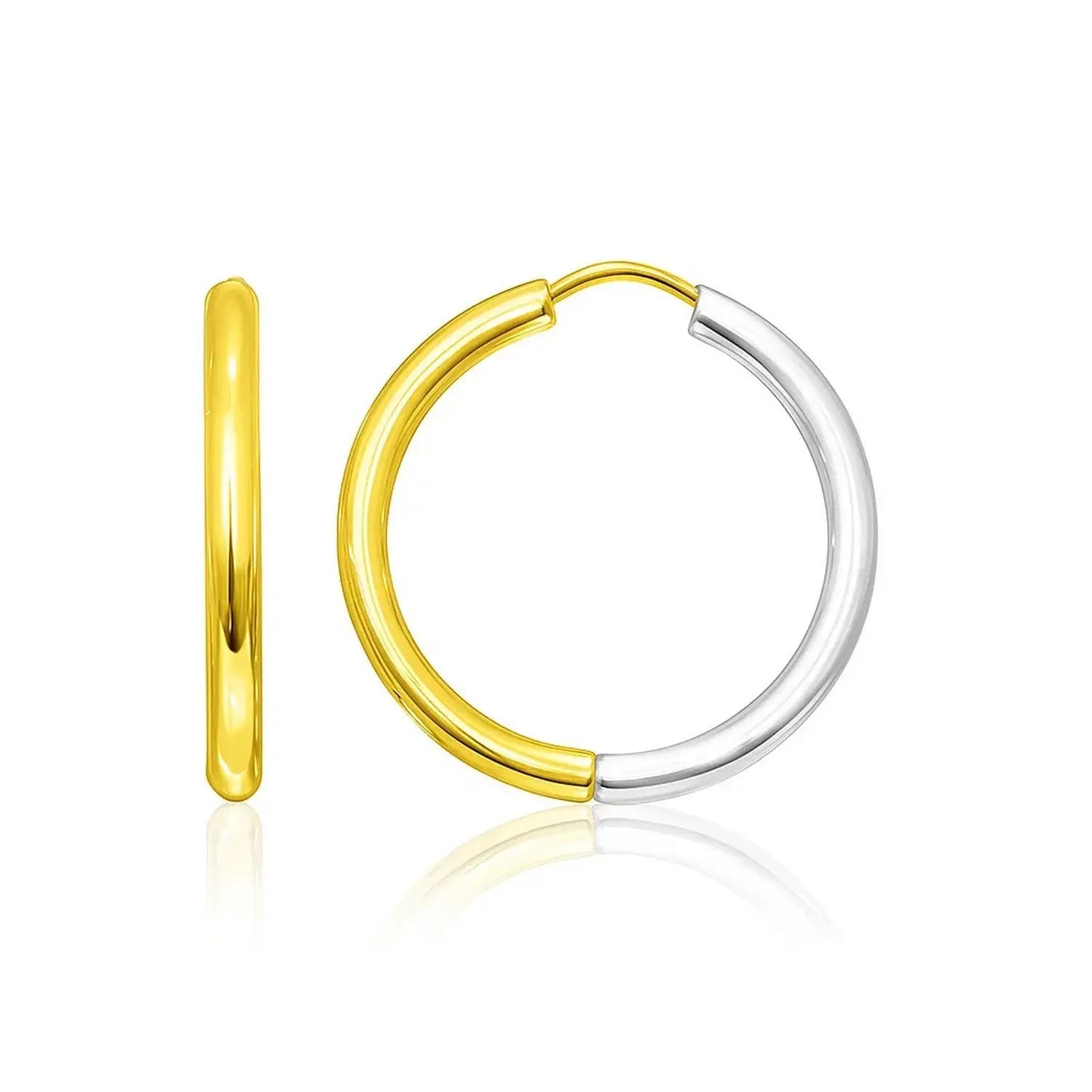 Hinged Hoop Earrings in 14K Two-Tone Gold 20mm RCJ
