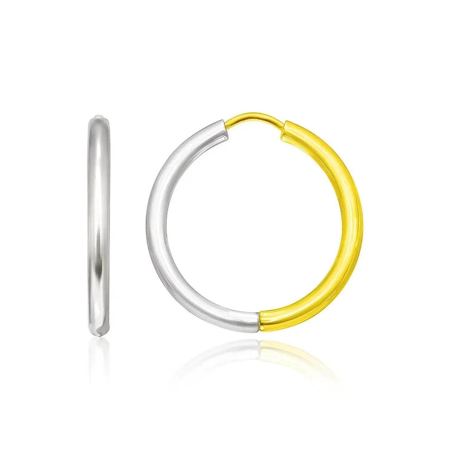 Hinged Hoop Earrings in 14K Two-Tone Gold 20mm RCJ