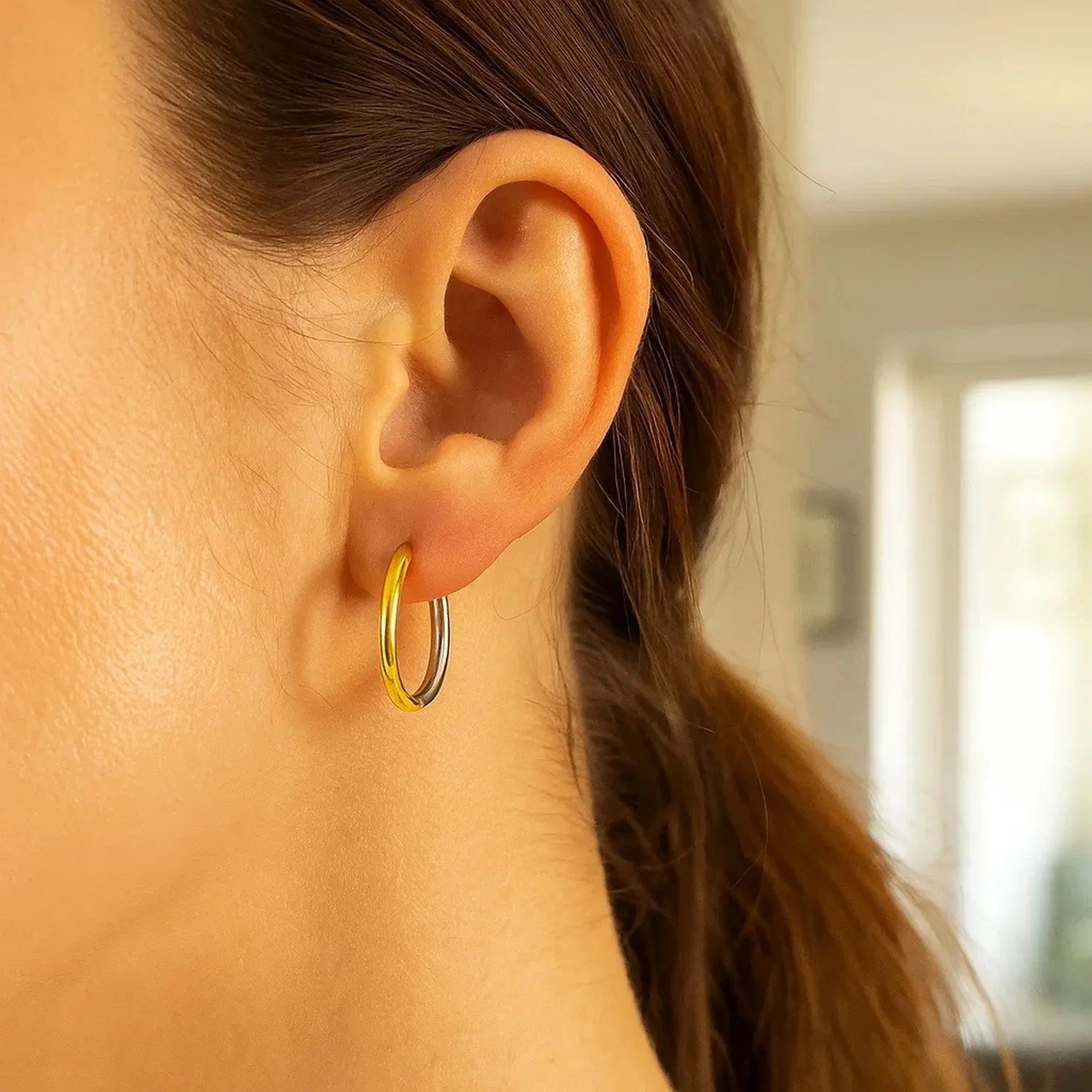 Hinged Hoop Earrings in 14K Two-Tone Gold 20mm RCJ