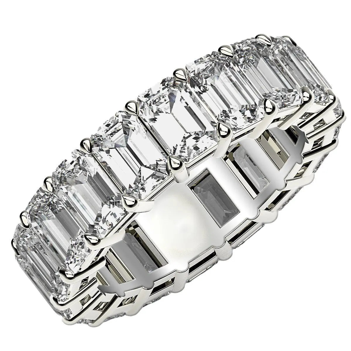 8 ct tw Emerald Cut Lab Grown Diamond Eternity Ring in 14k White Gold RCJ