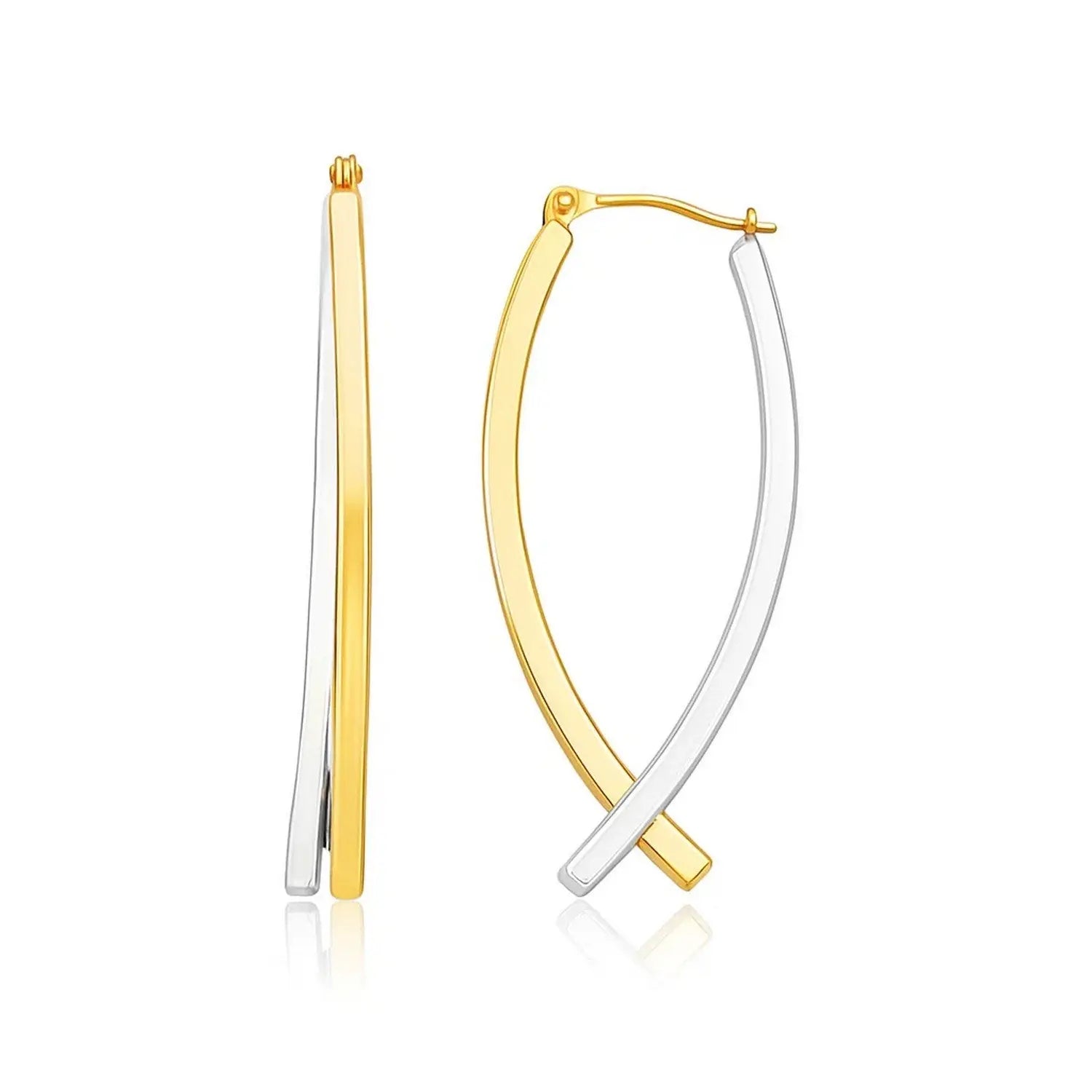 Double Row Drop Earrings in 14K Two-Tone Gold RCJ