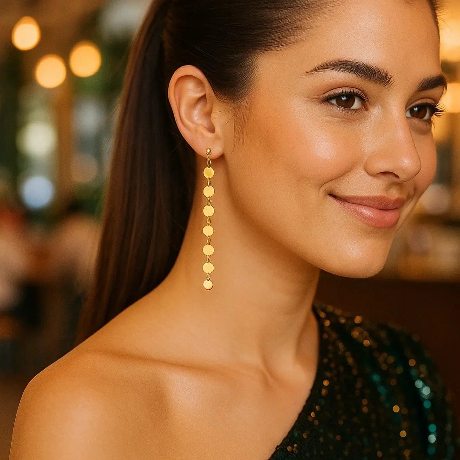 Circle Dangle Earrings in 14K Yellow Gold RCJ