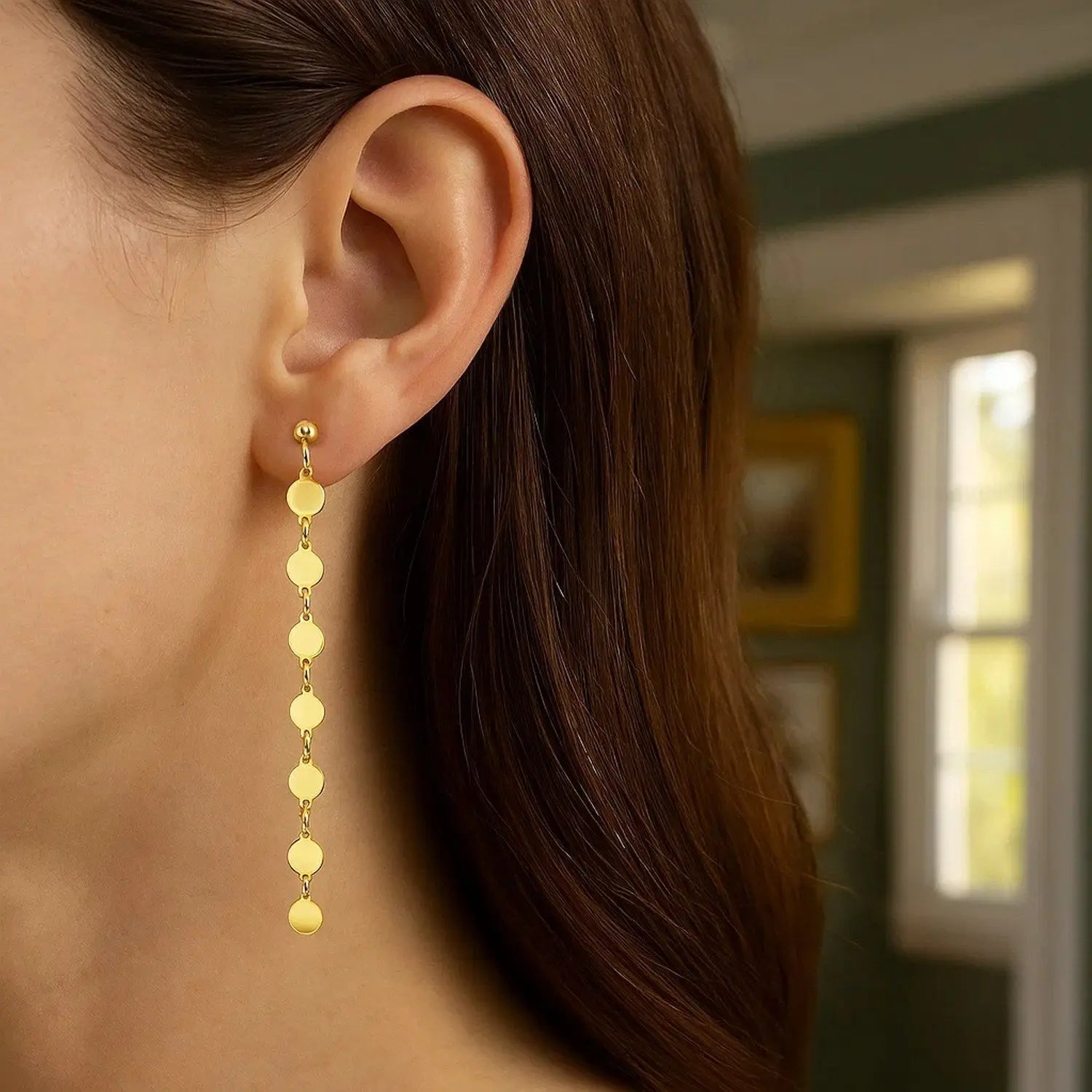 Circle Dangle Earrings in 14K Yellow Gold RCJ