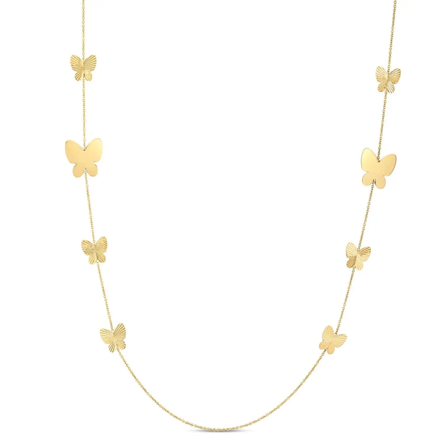 Graduated Butterfly Necklace in 14K Yellow Gold RCJ