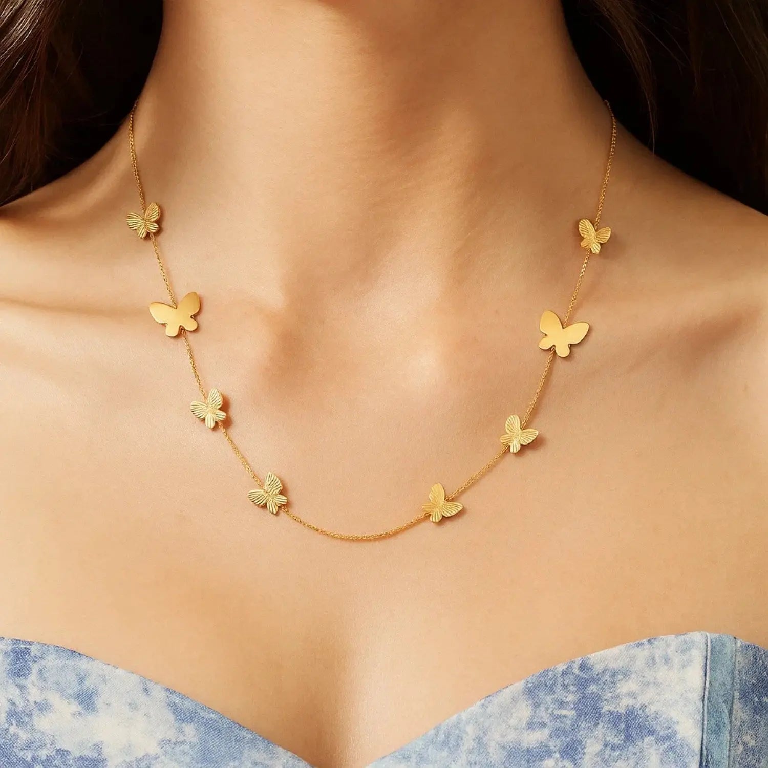 Graduated Butterfly Necklace in 14K Yellow Gold RCJ