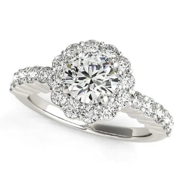 1 5/8 ct tw Diamond Floral Motif Engagement Ring in 14K White Gold RCJ