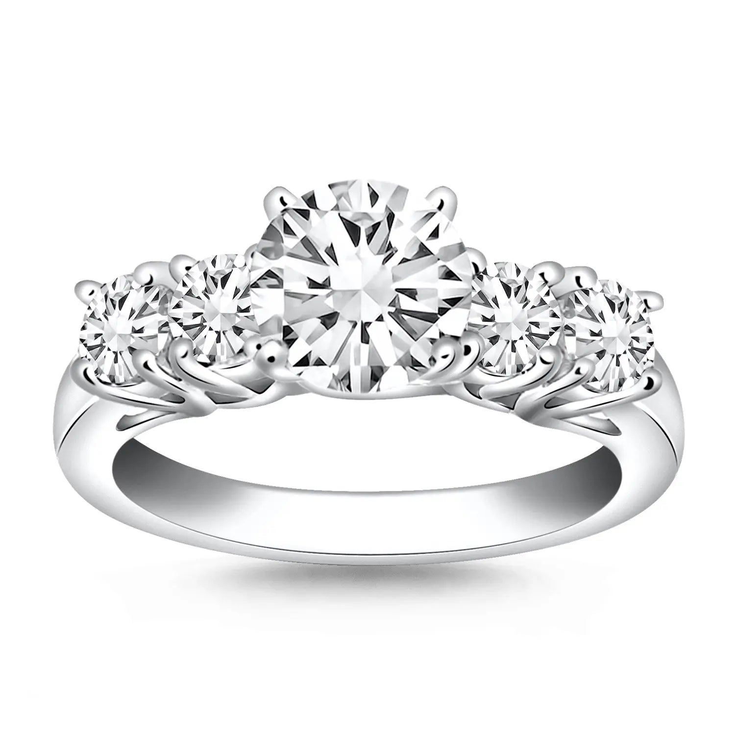 9/10 ct tw Five Stone Diamond Trellis Engagement Ring in 14K White Gold RCJ