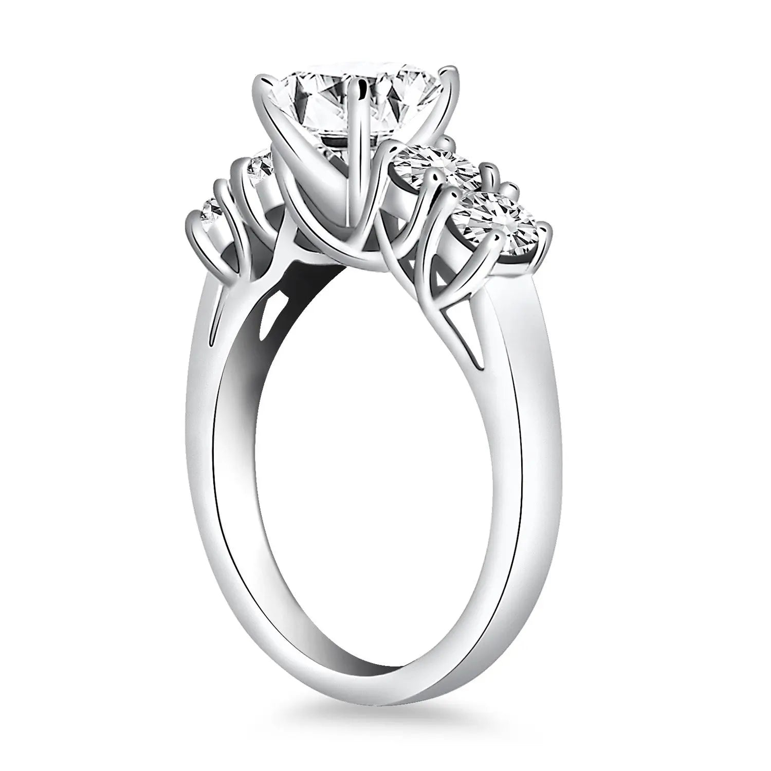 9/10 ct tw Five Stone Diamond Trellis Engagement Ring in 14K White Gold RCJ