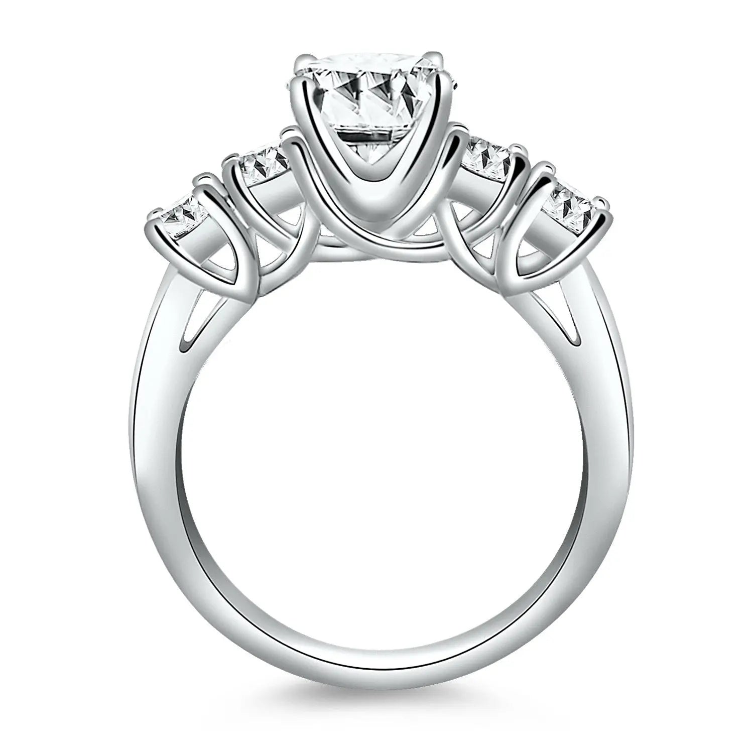 9/10 ct tw Five Stone Diamond Trellis Engagement Ring in 14K White Gold RCJ