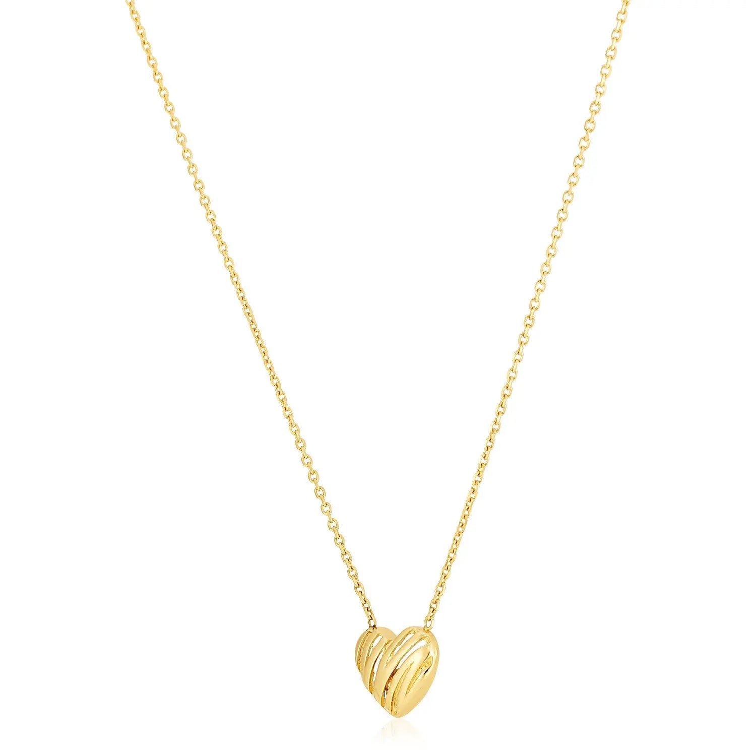Scribble Heart Pendant Necklace in 14K Yellow Gold RCJ