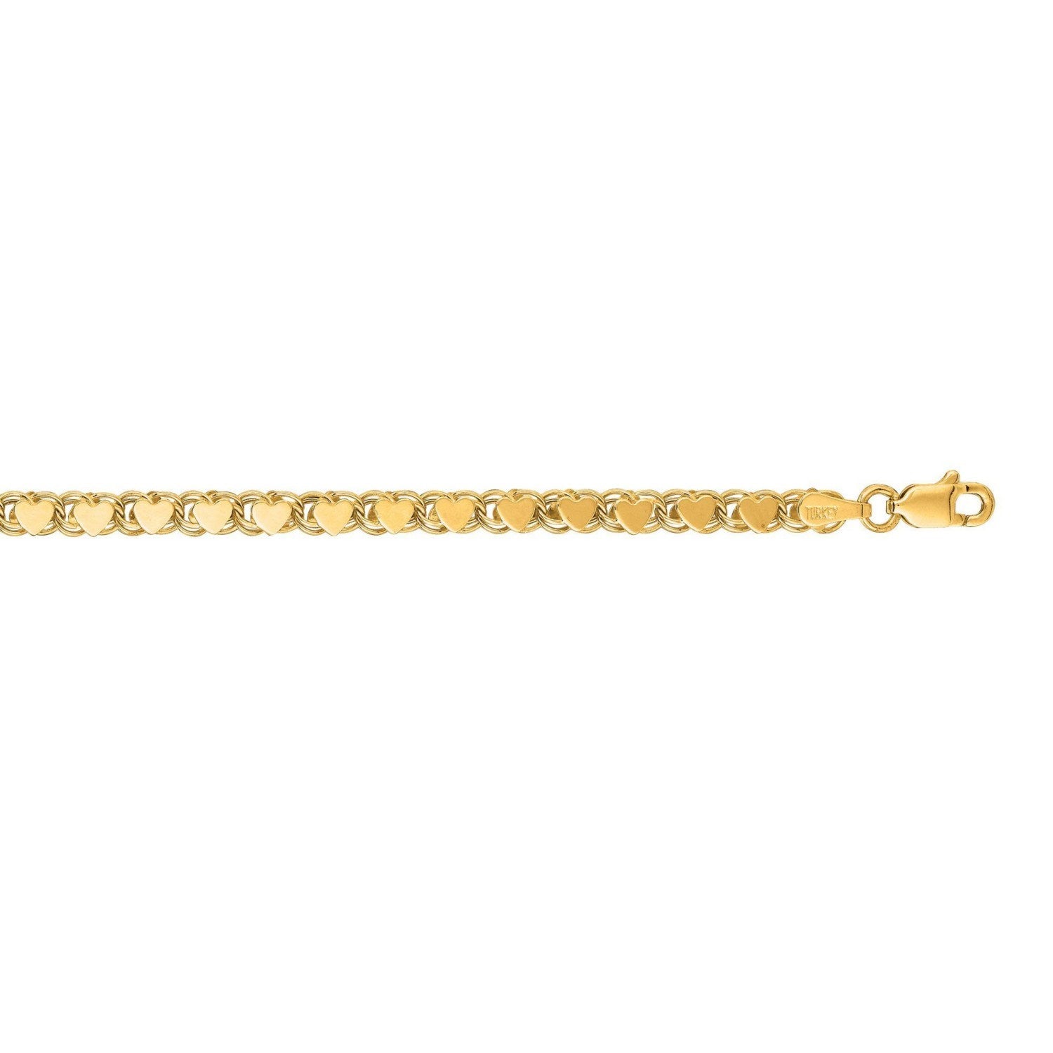 3.3mm 14k Yellow Gold Heart Anklet Anklets RCJ