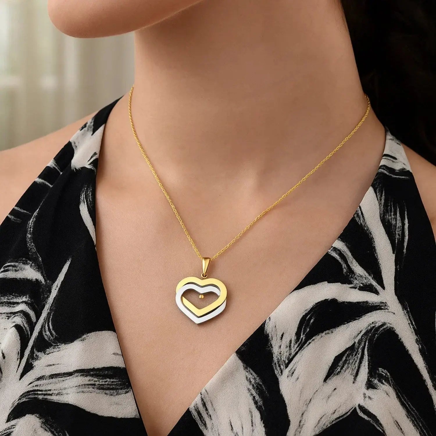 Intertwined Hearts Pendant in 14K Two-Tone Gold RCJ
