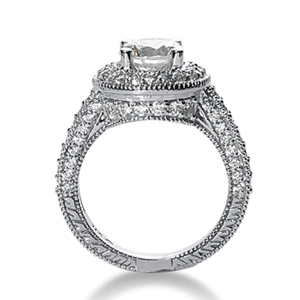 1 3/10 ct tw Diamond Semi-Mount Vintage Halo Ring in 14K White Gold RCJ