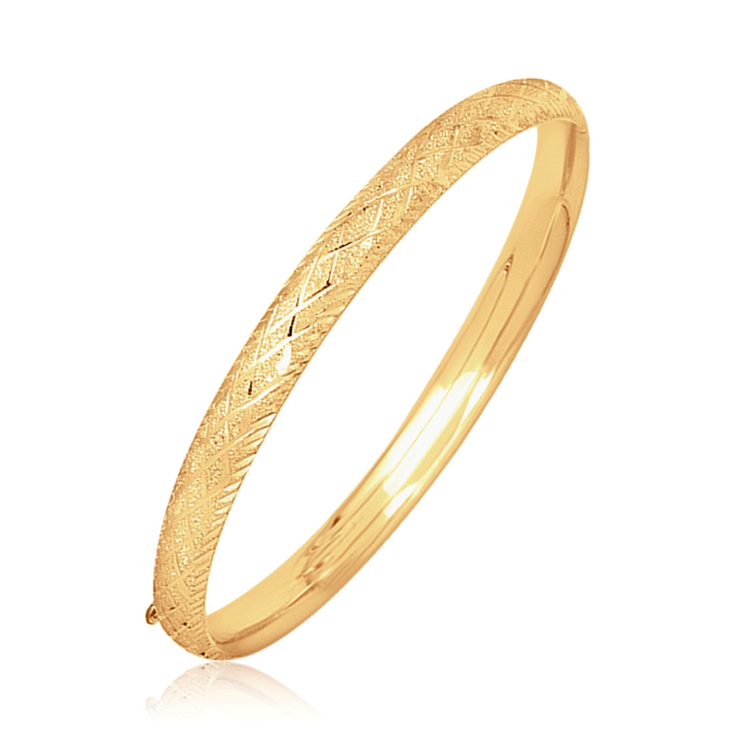 14k Yellow Gold Diamond Carved Bangle (6.00 mm) Bangles RCJ