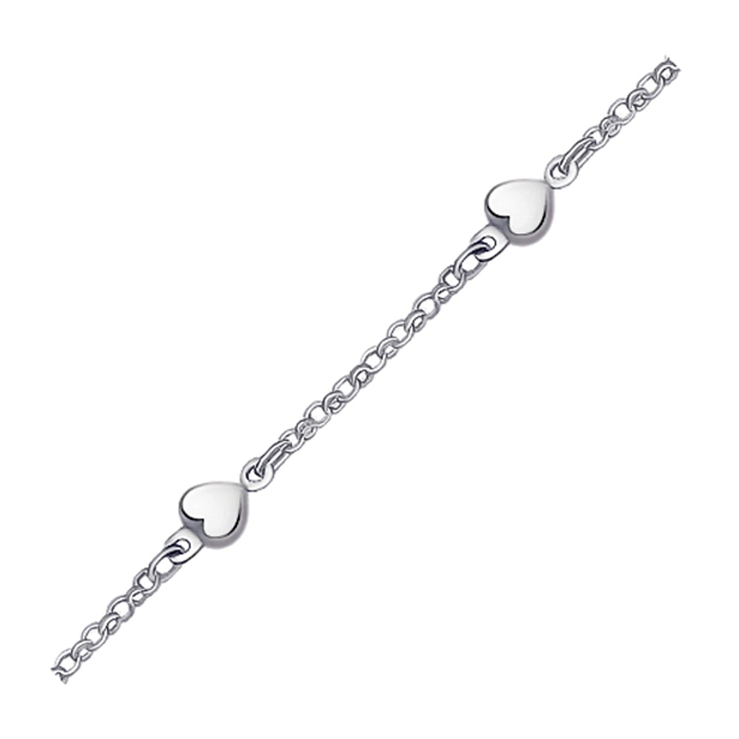 14k White Gold Anklet with Puffed Heart Design Anklets RCJ