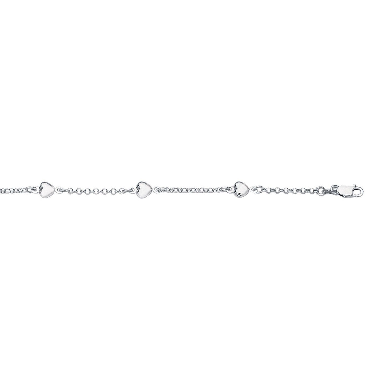 14k White Gold Anklet with Puffed Heart Design Anklets RCJ
