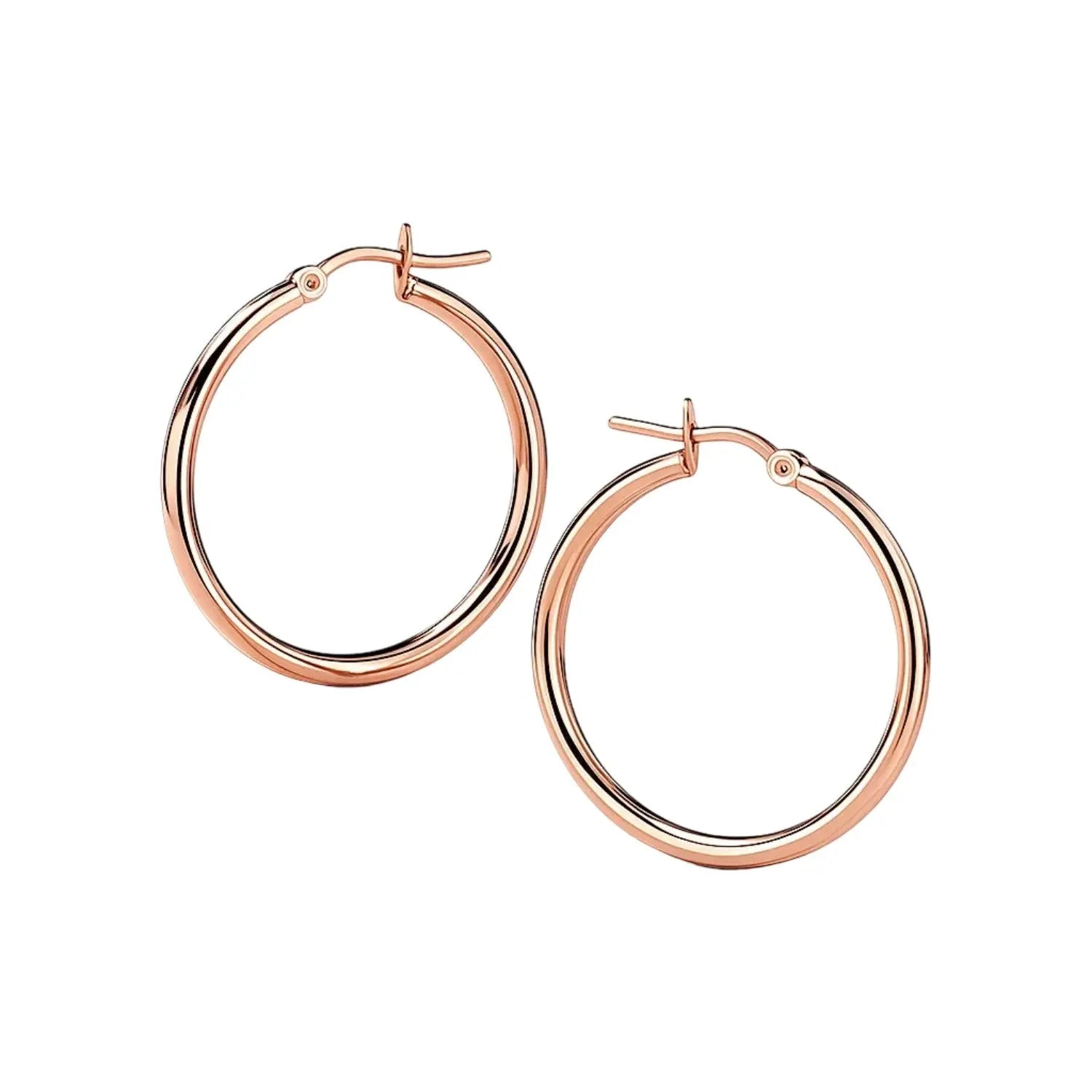 Polished Hoop Earrings in 14K Rose Gold 25mm RCJ