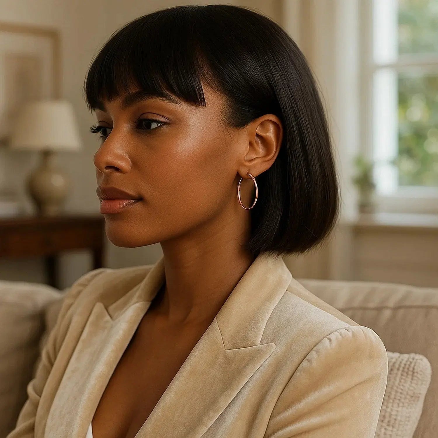 Polished Hoop Earrings in 14K Rose Gold 25mm RCJ