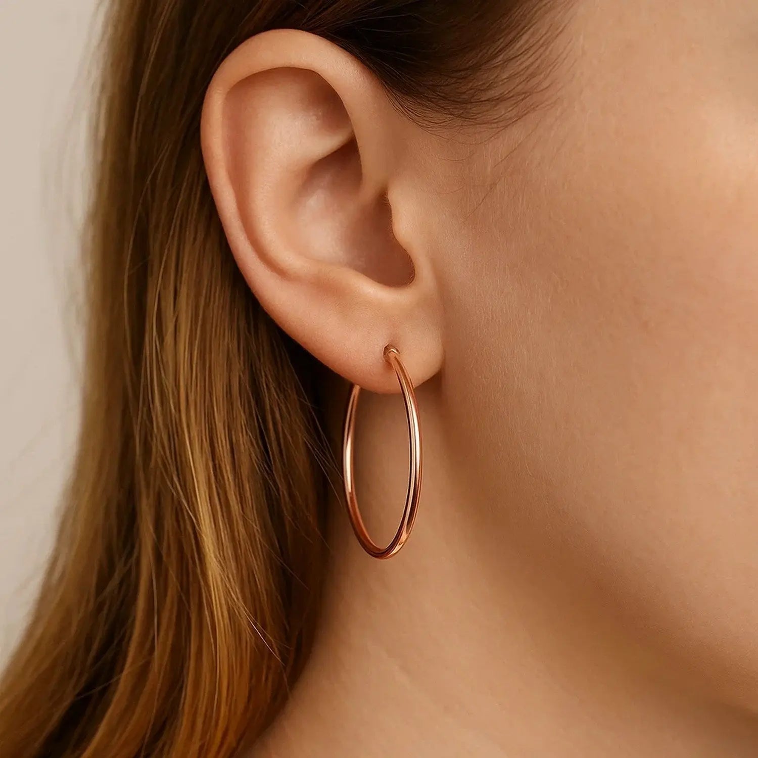 Polished Hoop Earrings in 14K Rose Gold 25mm RCJ